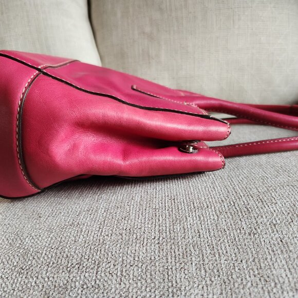 COACH Madeline satchel tote shoulder purse Magenta color with Coach ribbon - Picture 6 of 14